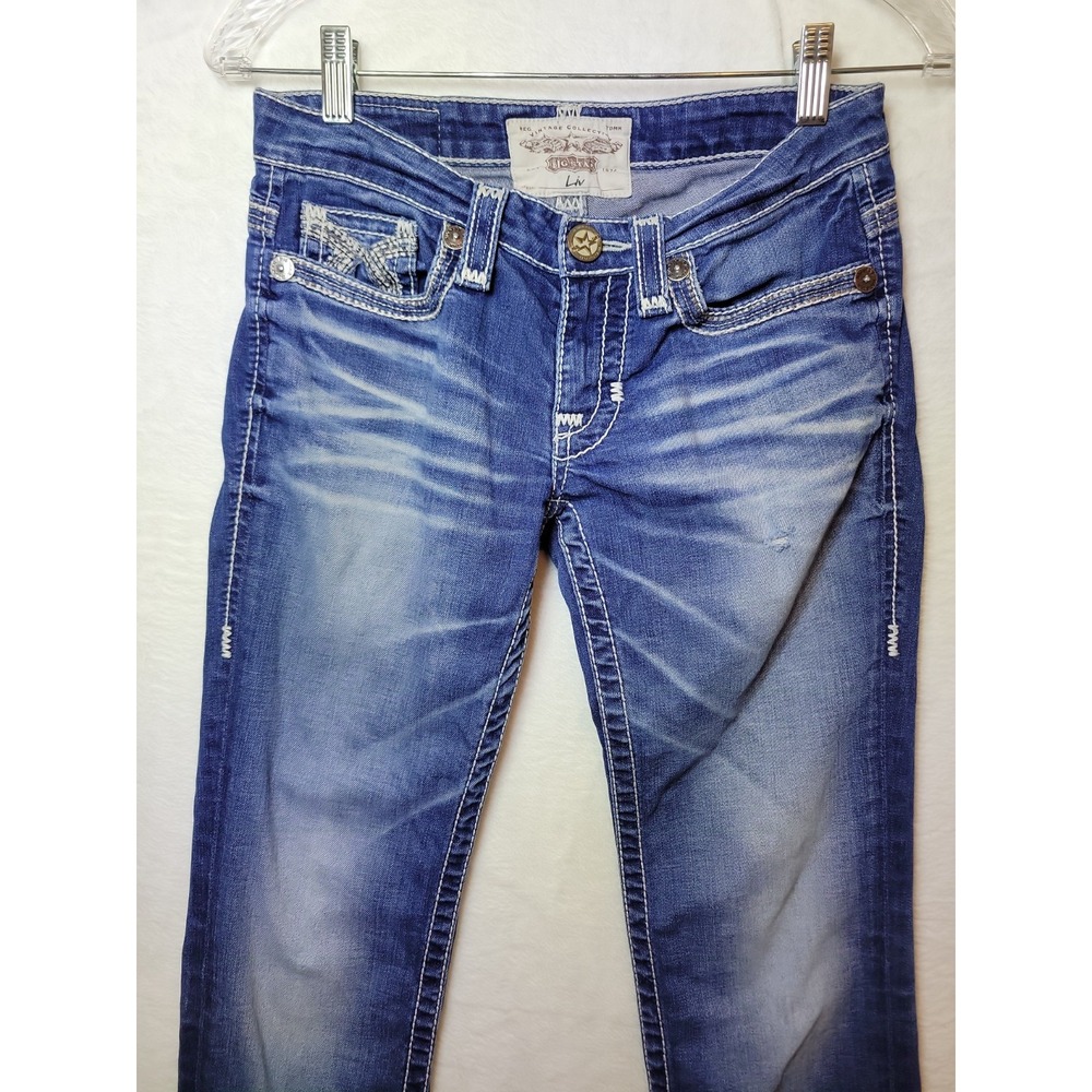 Big Star Liv Low-Rise Skinny Distressed Jeans Stretch Boho 26R Y2K Denim Mod Hem